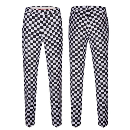 Men's Checkerboard Mosaic Suit #M8001 - Suits | Black / XS