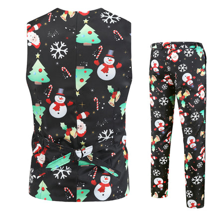 Men's Christmas Printed Vest Suit #2TZMK24 - Vests | Multicolour / M