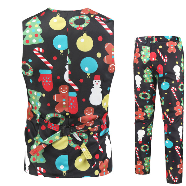Men's Christmas Print Vest Suit #2TZMK31