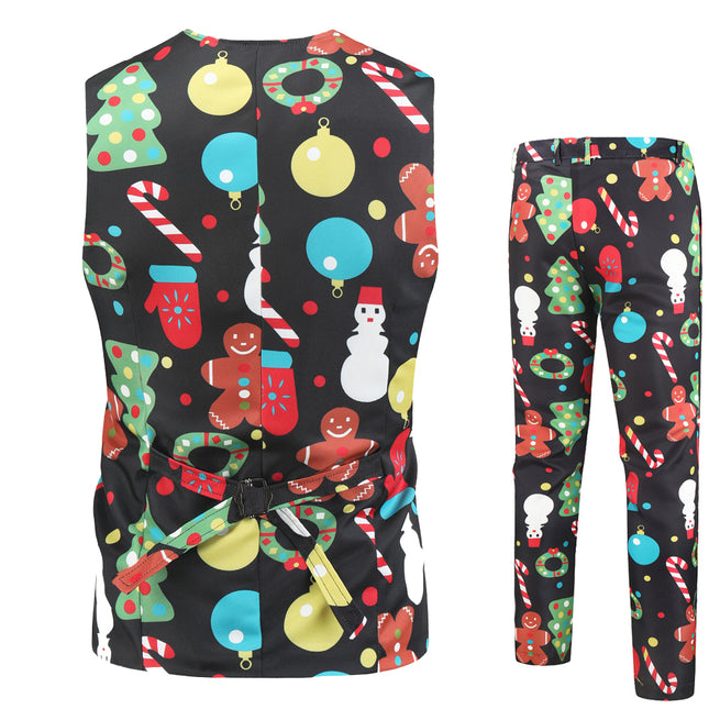 Men's Christmas Print Vest Suit #2TZMK32 - Vests | Multicolour / M