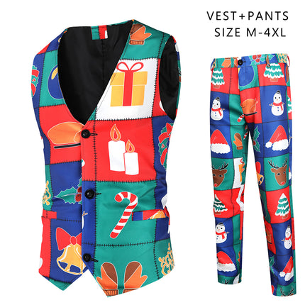 Men's Colorful Christmas Vest Suit #2TZMK33 - Suits | Multicolour / M