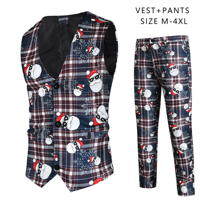 Men's Christmas Plaid Vest Suit #2TZMK34 - Suits | Multicolour / M