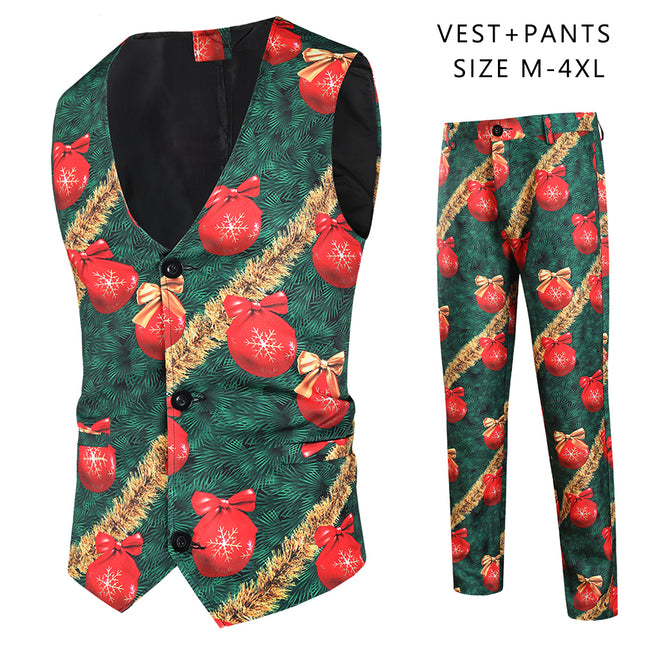 Men's Colorful Printed Vest Suit #2TZMK40 - Suits | Multicolour / M