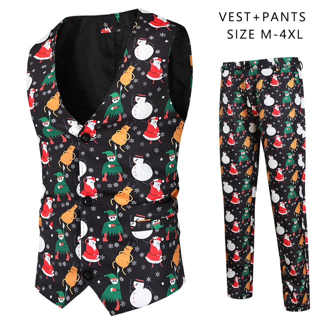 Men's Colorful Printed Vest Suit #2TZMK41 - Suits | Multicolour / M