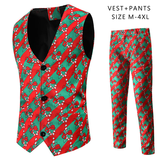 Men's Colorful Printed Vest Suit #2TZMK45 - Suits | Multicolour / M