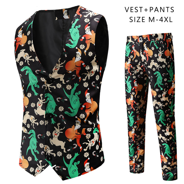 Men's Printed Vest Suit #2TZMK49 - Suits | Multicolour / M