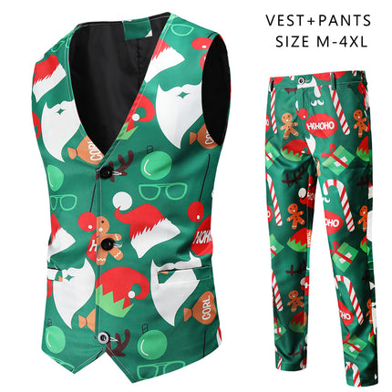 Men's Colorful Christmas Vest Suit #2TZMK50 - Suits | Multicolour / M