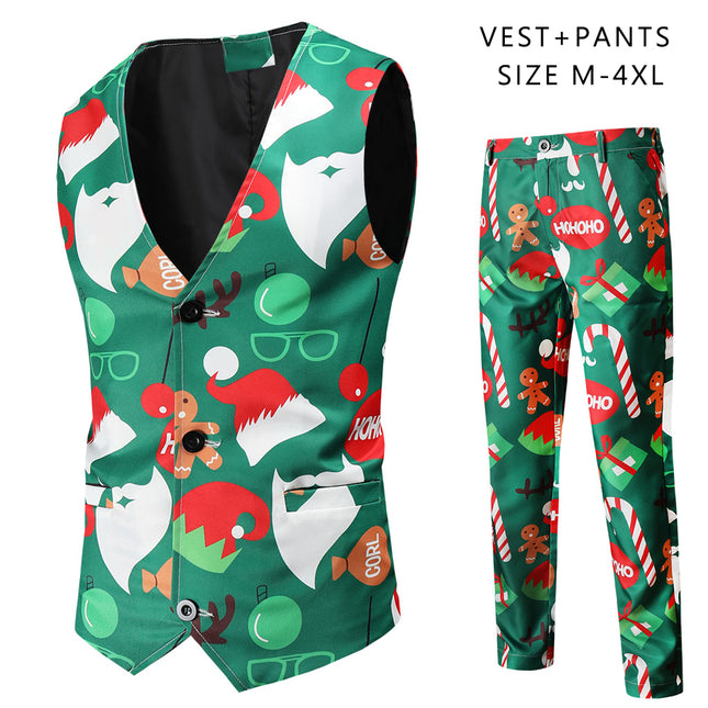 Men's Colorful Christmas Vest Suit #2TZMK50 - Suits | Multicolour / M