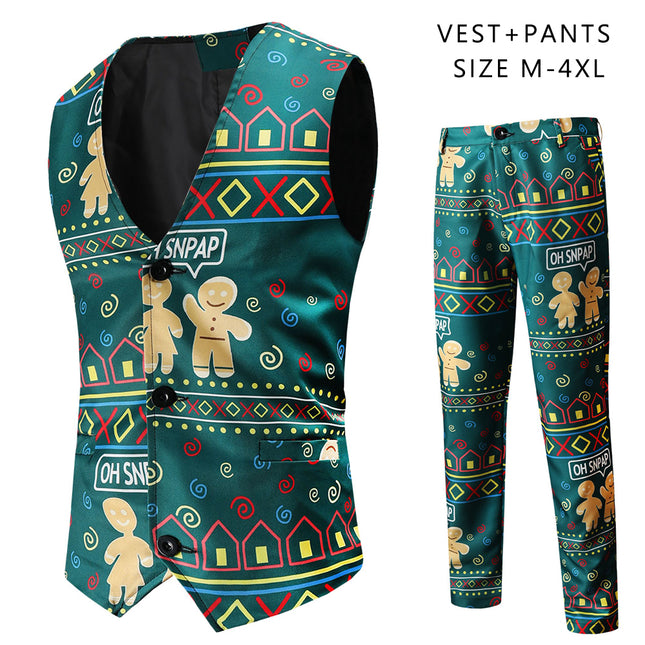 Men's Printed Vest Suit #2TZMK52 - Suits | Multicolour / M
