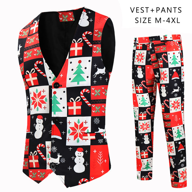 Men's Christmas Fashion Vest Suit #2TZMK622 - Suits | Multicolour / M