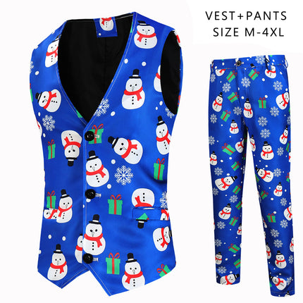 Men's Christmas Printed Vest Suit #2TZMK625 - Suits | Multicolour / M