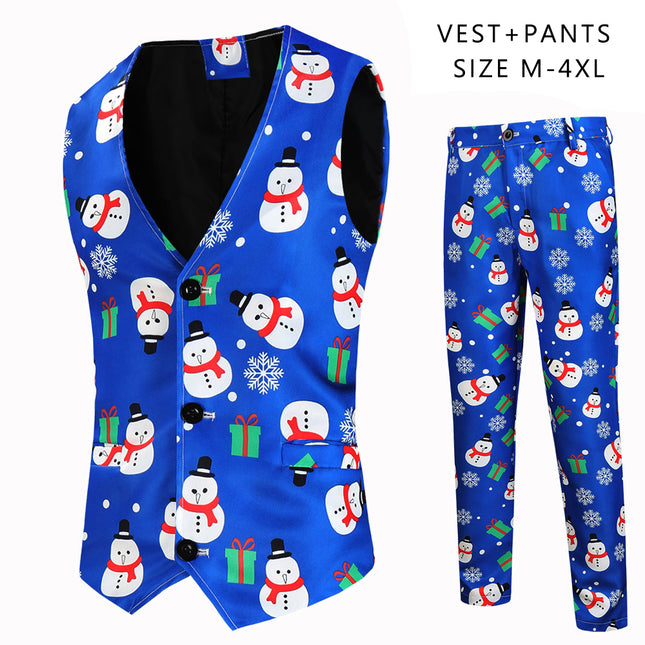 Men's Christmas Printed Vest Suit #2TZMK625 - Suits | Multicolour / M