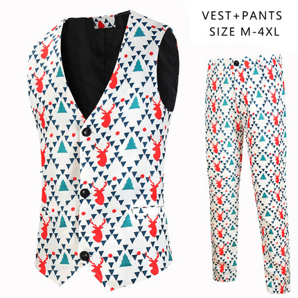 Men's Geometric Print Vest Suit #2TZMK627 - Suits | Multicolour / M