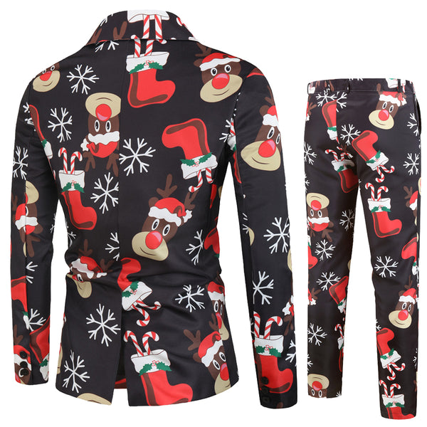 Men's Stylish Christmas Print Suit #2TZ25