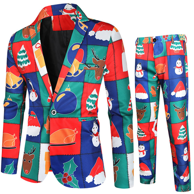 Men's Christmas Print Suit #2TZ33 - Suits | Multicolour / M
