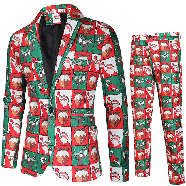 Men's Christmas Print Suit #2TZ37 - Suits | Multicolour / M