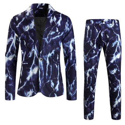 Men's Lightning Print Blazer - Stylish & Comfortable - | Multicolour / M