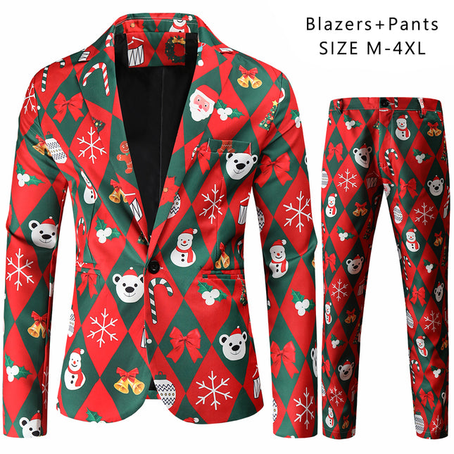 Men's Christmas Printed Suit #2TZ47 - Suits | Multicolour / M