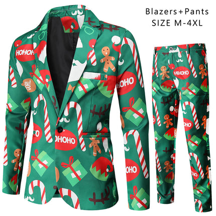 Men's Colorful Christmas Print Suit #2TZ50 - Suits | Multicolour / M