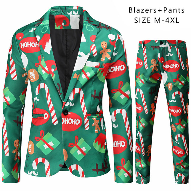 Men's Colorful Christmas Print Suit #2TZ50 - Suits | Multicolour / M
