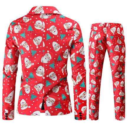 Men's Christmas Printed Suit #2TZ54 - Suits | Burgundy / M