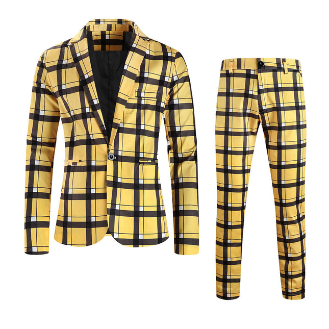 Men’s Checkered Suit #2TZ6020 - Suits | Yellow Plaid / M