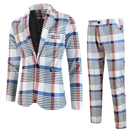 Men's Plaid Check Suit #2TZ6023 - Suits | Multicolour / M