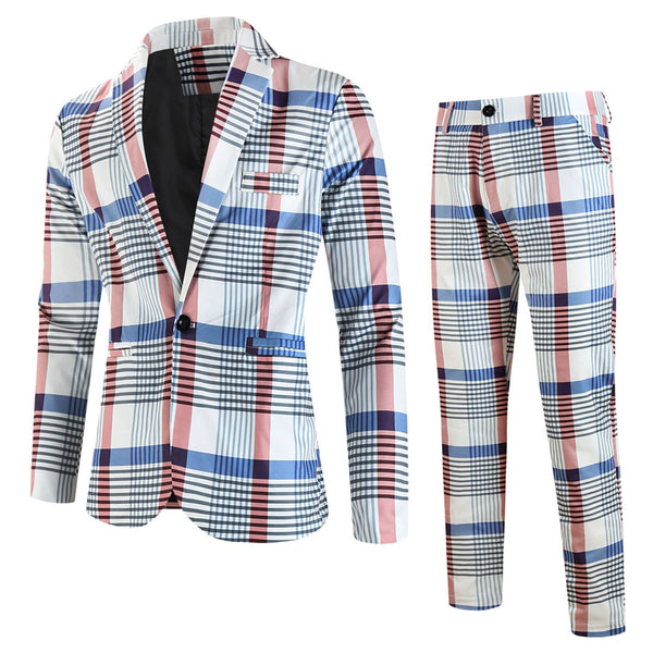 Men's Plaid Check Suit #2TZ6023