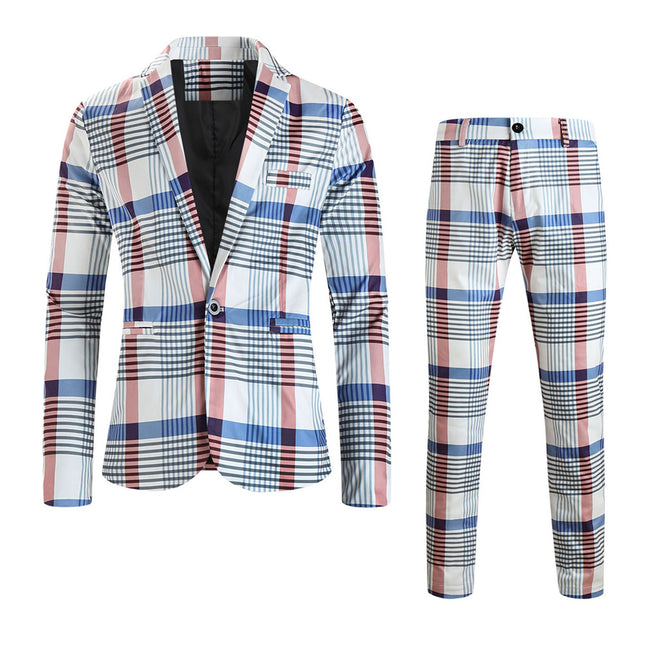 Men's Plaid Check Suit #2TZ6023 - Suits | Multicolour / M