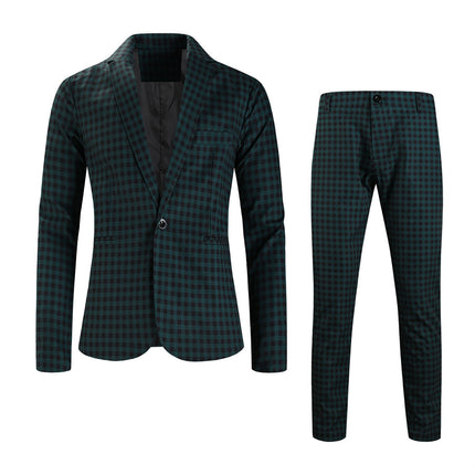 Men’s Plaid Suit #2TZ6032 - Suits | Olive Green / M