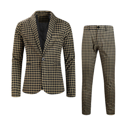 Men’s Plaid Suit #2TZ6032 - Suits | Khaki / M