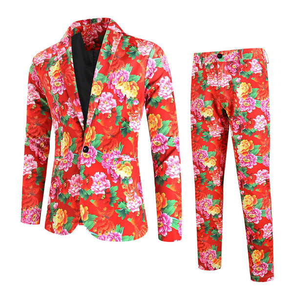 Men's Floral Printed Suit #2TZ901