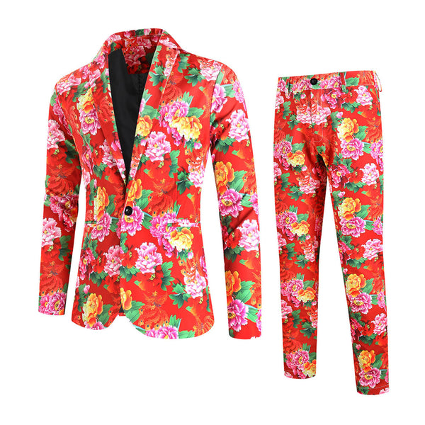 Men's Poker Print Suit #2TZ149