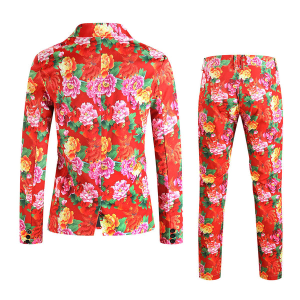 Men's Poker Print Suit #2TZ149