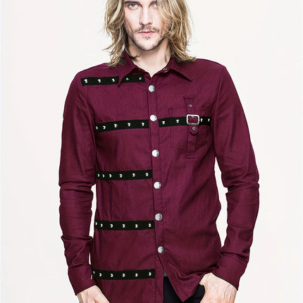 Men's Gothic Rivet Shirt #25625015 - | Burgundy / M