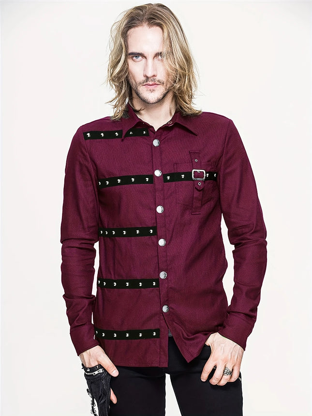 Men's Gothic Rivet Shirt #25625015 - | Burgundy / M