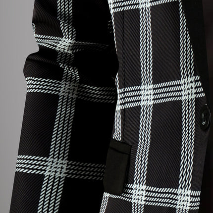 Men's Plaid Blazer - Slim Fit Stylish Checkered Suit Jacket for Parties & Weddings - Blazers | Blue Plaid / M