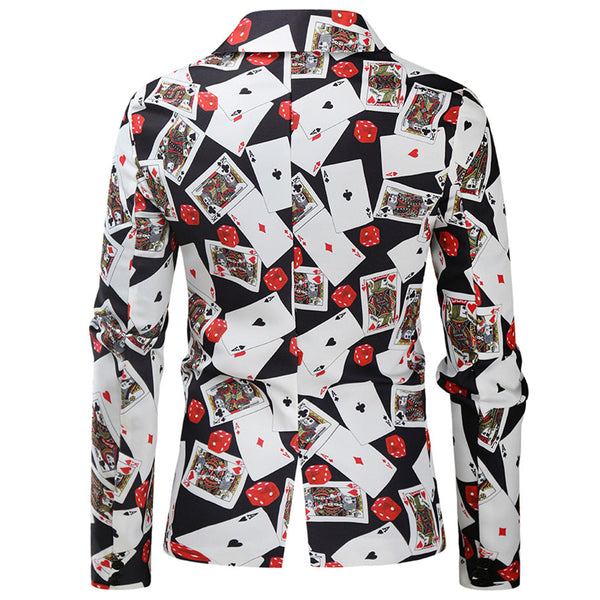 Men's Poker Print Blazer #X149