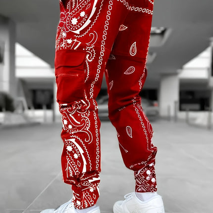Men's Paisley Pattern Pants #25060708 - Pants | Black / S