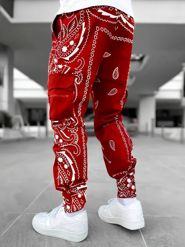 Men's Paisley Pattern Pants #25060708 - Pants | Black / S