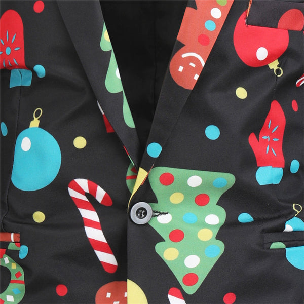 Men's Christmas Print Blazer #X32