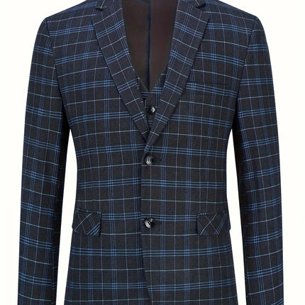 Men's 3pcs Plaid Suit #25061771 - Suits | Blue / XS