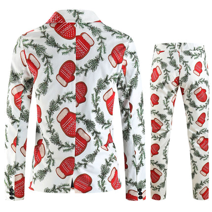 Men's Christmas Gloves Print Suit #2TZ651 - Suits | Multicolour / M