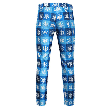 Men's Snowflake Plaid Pants #XK42 - Pants | Blue / M