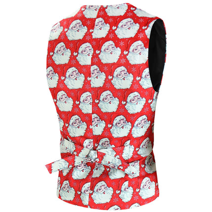 Men's Christmas Printed Vest Suit #2TZMK643 - Suits | Red / M