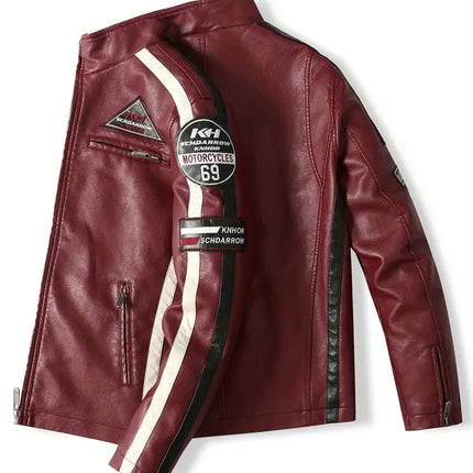 Men's Biker Jacket #25061244 - | Red / 2XS