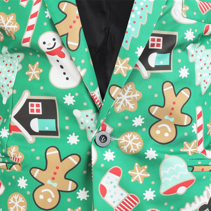 Men's Christmas Print Blazer #X31 - Blazers | Green / M
