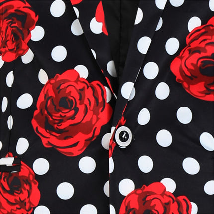 Men's Rose Dot Print Suit #2TZ163 - Suits | Black / M