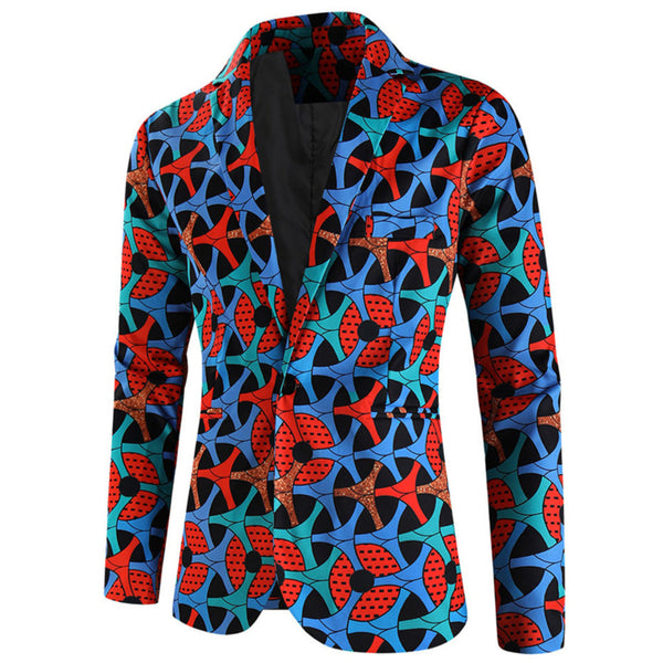 Men's Painterly Print Blazer #X336