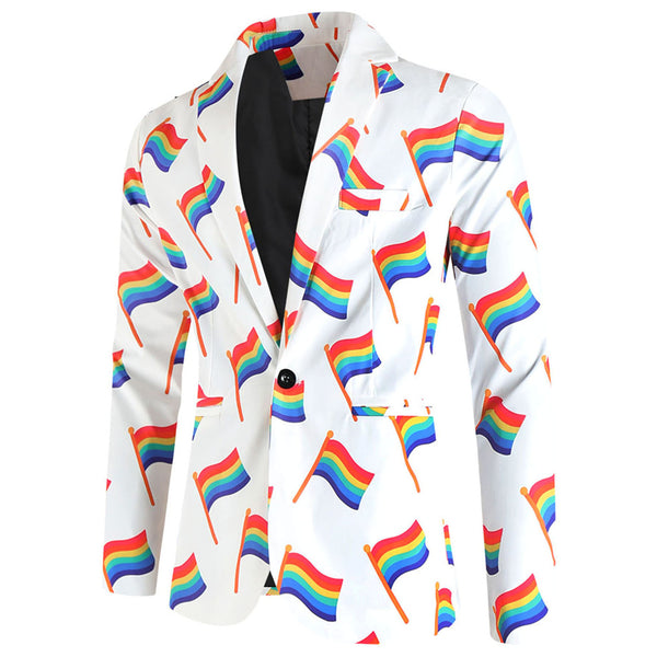 Men's Rainbow Flag Print Blazer #X1900